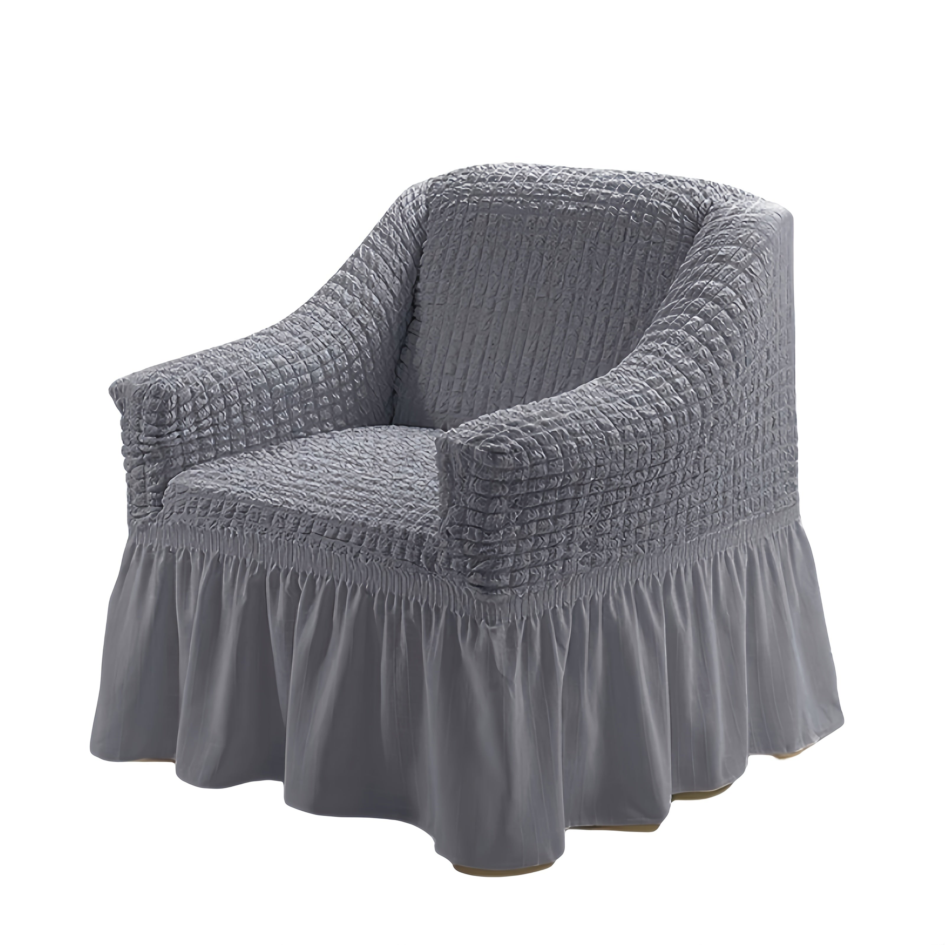 Stretch Seersucker Sofa Cover Solid Color Elastic Band Closure Machine Washable Slipcover for Armchair Loveseat 1 2 3 4 Seater - 8 Colors Home Wedding Decor
