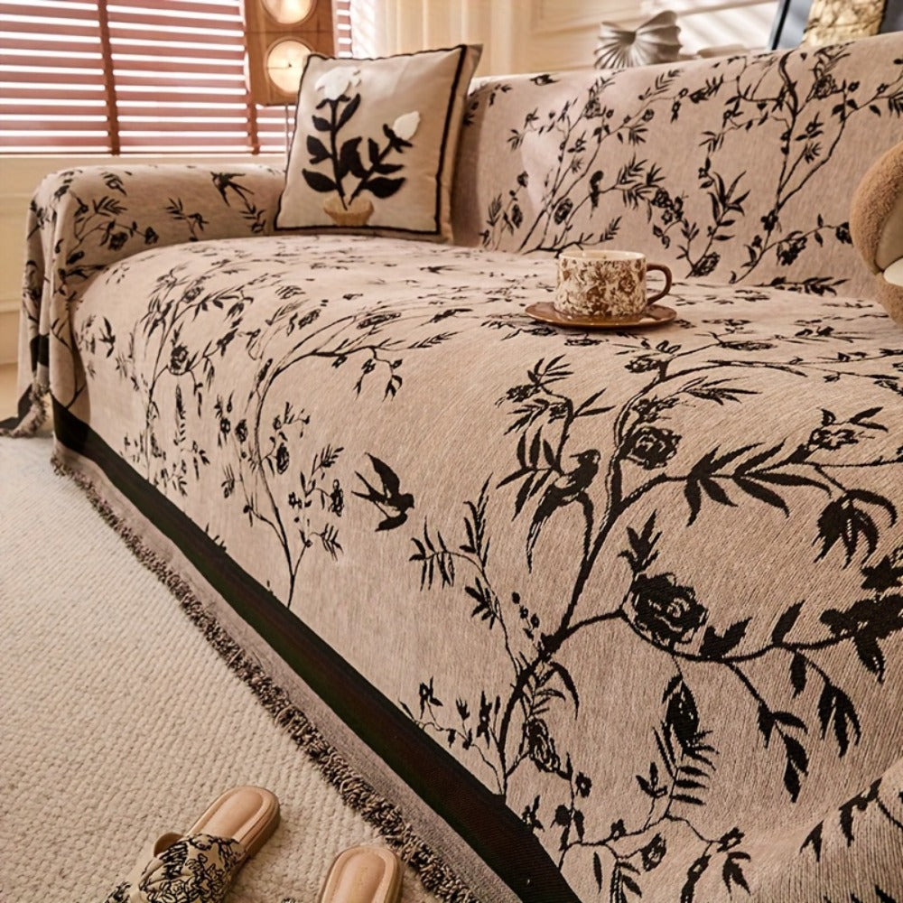 Sofa Cover Chenille Thickened Non-Slip Couch Slipcover Floral Pattern for Living Room Office Pet-Safe All-Season ¡ª 1 2 3 4 Seater Sizes