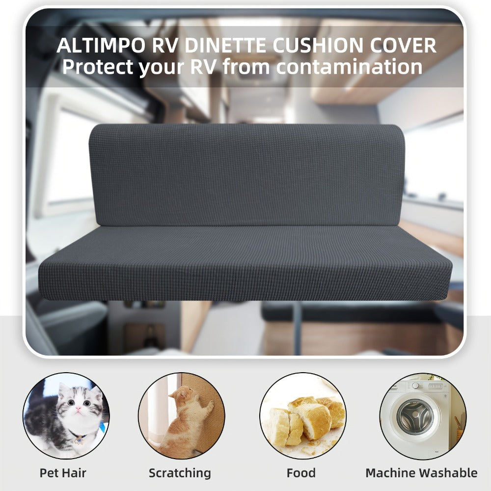 RV Dinette Cushion Covers 4 Pack Stretch Jacquard Sofa Seat Backrest Slipcovers Machine Washable Anti-Pet Hair for RV Camper Van Car Bench Travel Furniture Protection