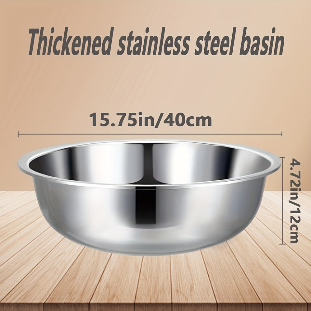 Stainless Steel Mixing Bowl Large 15.74 Inch Heavy Duty 304 Commercial Kitchen Bowl Rustproof Dishwashing Tub for Baking Cooking Pasta Prep