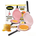 Pancake Pan Double Sided Non-Stick Reversible Folding Breakfast Frying Pan Pancake Maker for Fluffy Pancakes Omelette Frittata Dishwasher Safe Plastic Handle Pink Gold Green