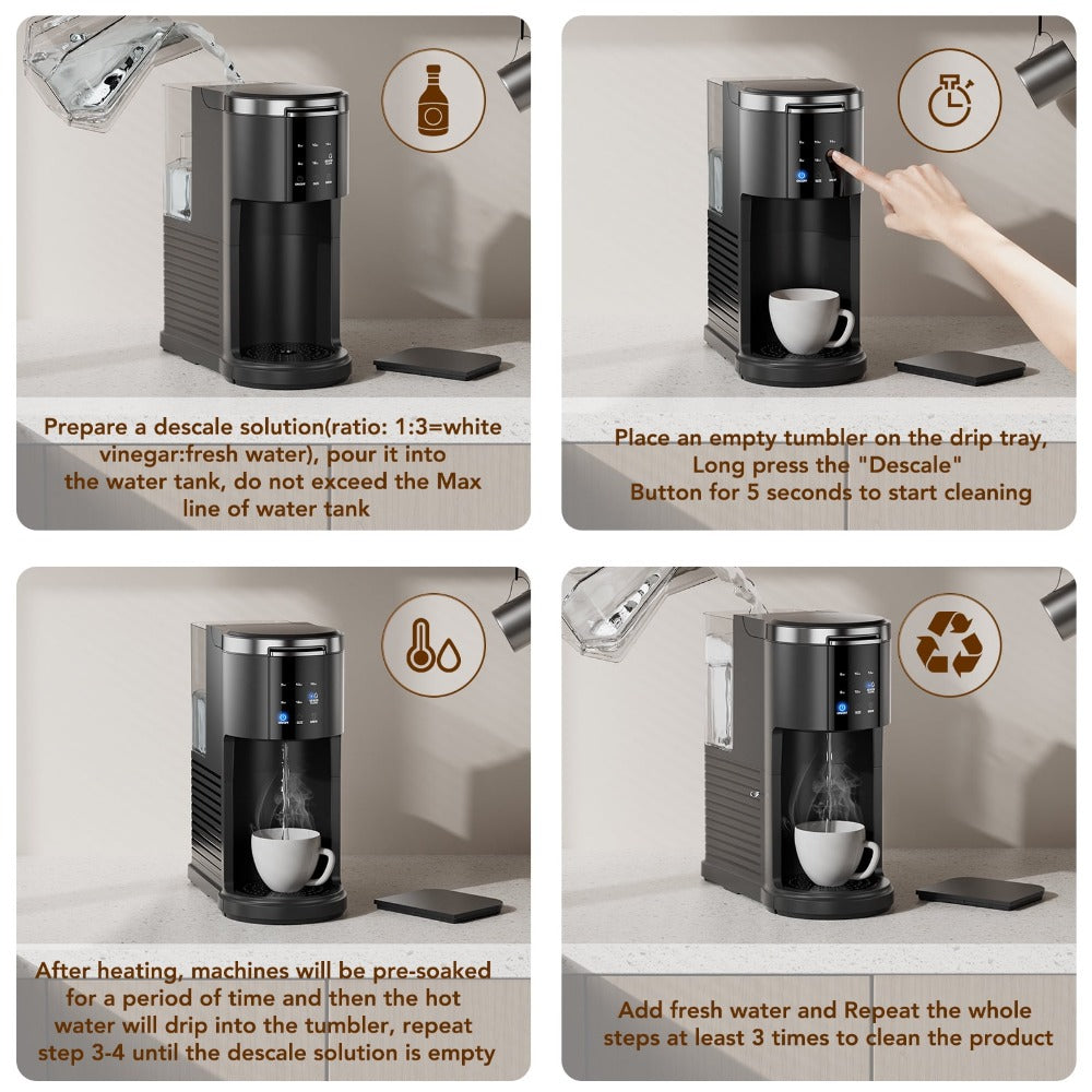 Single Serve Coffee Maker K-Cup Pod & Ground Coffee Compatible 1200W Coffee Machine 40Oz Water Tank Self-Clean Quick Heating for Home Office Kitchen