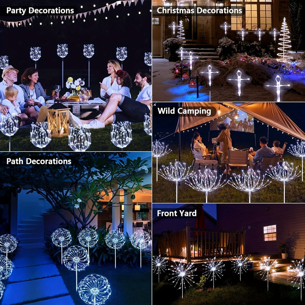 Solar Fireworks Lights Outdoor ¨C 60 to 420 LED Solar Garden Fairy Lights with 8 Modes, Waterproof Copper Wire Sparkler Lights for Garden, Patio, Yard, Pathway & Holiday Decoration