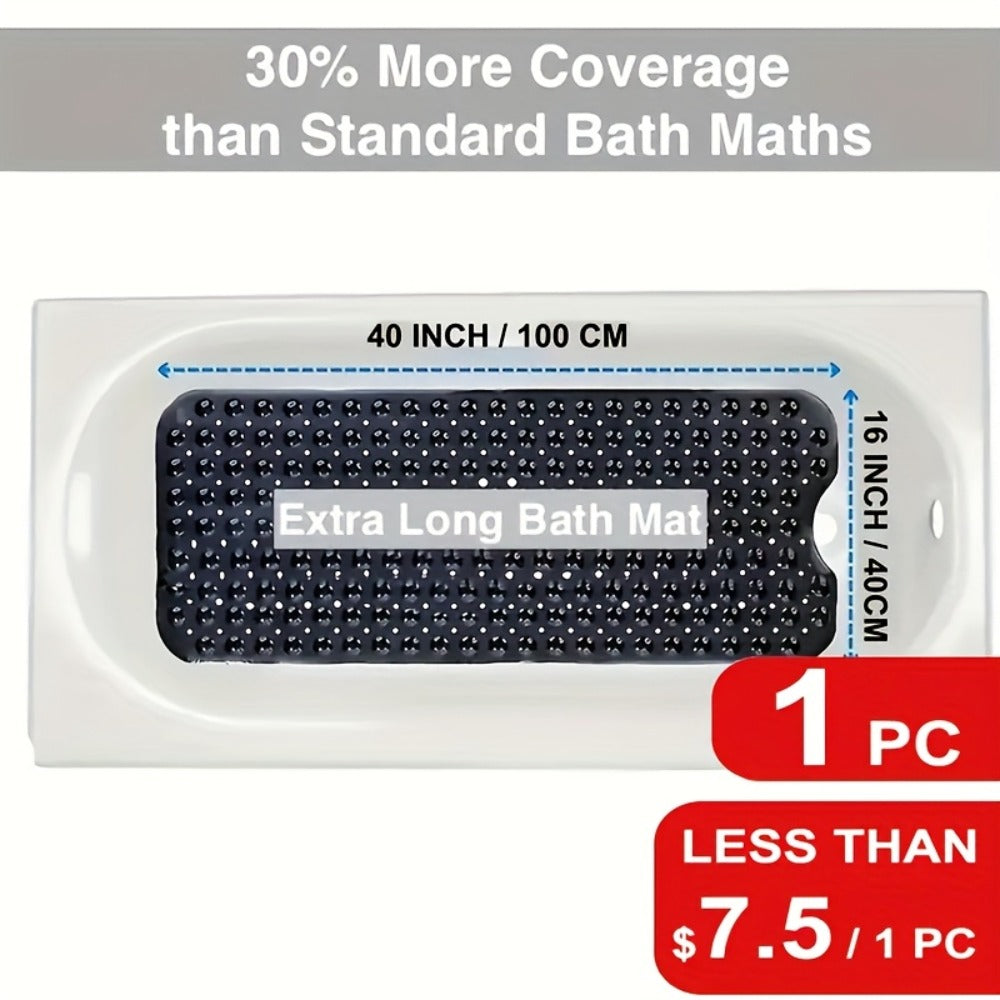 Non-Slip Bath Mat with Suction Cups Machine Washable Quick-Dry Shower Mat with Drain Holes Bathtub Mat for Bathroom Tub Safety Comfort Wet Area Protection Textured Surface