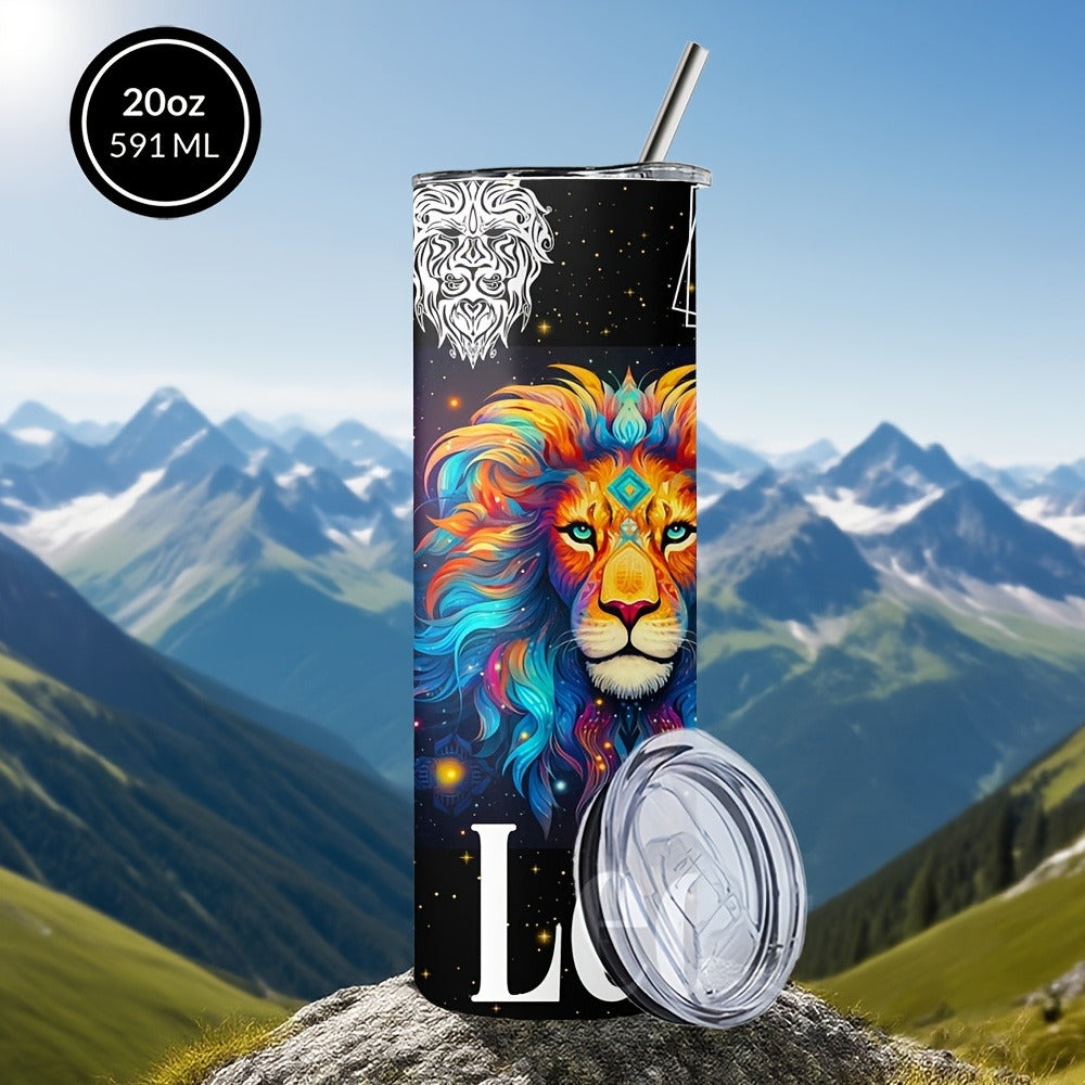 Zodiac Tumbler 20oz Stainless Steel Insulated Travel Cup with Lid & Straw Horoscope Coffee Mug All 12 Signs Hot Cold Drinks Gift Birthday Halloween Christmas