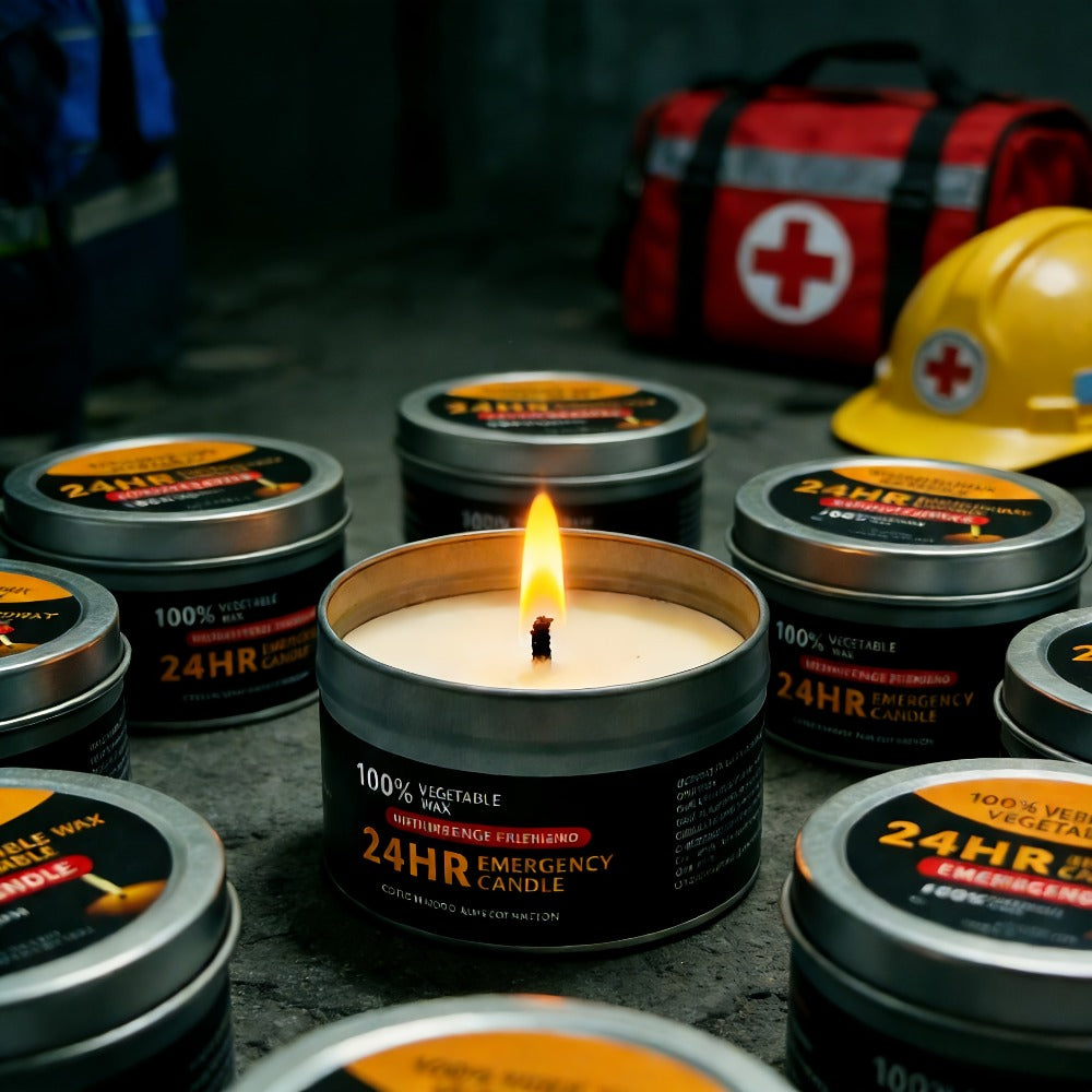 Long Burning Candles 4 Pack 96 Hour Burn Time Unscented Soy Palm Wax Candles in Metal Tins 80g Each Emergency Candles for Power Outage Camping Hiking Indoor Outdoor Holiday Decor Halloween Christmas