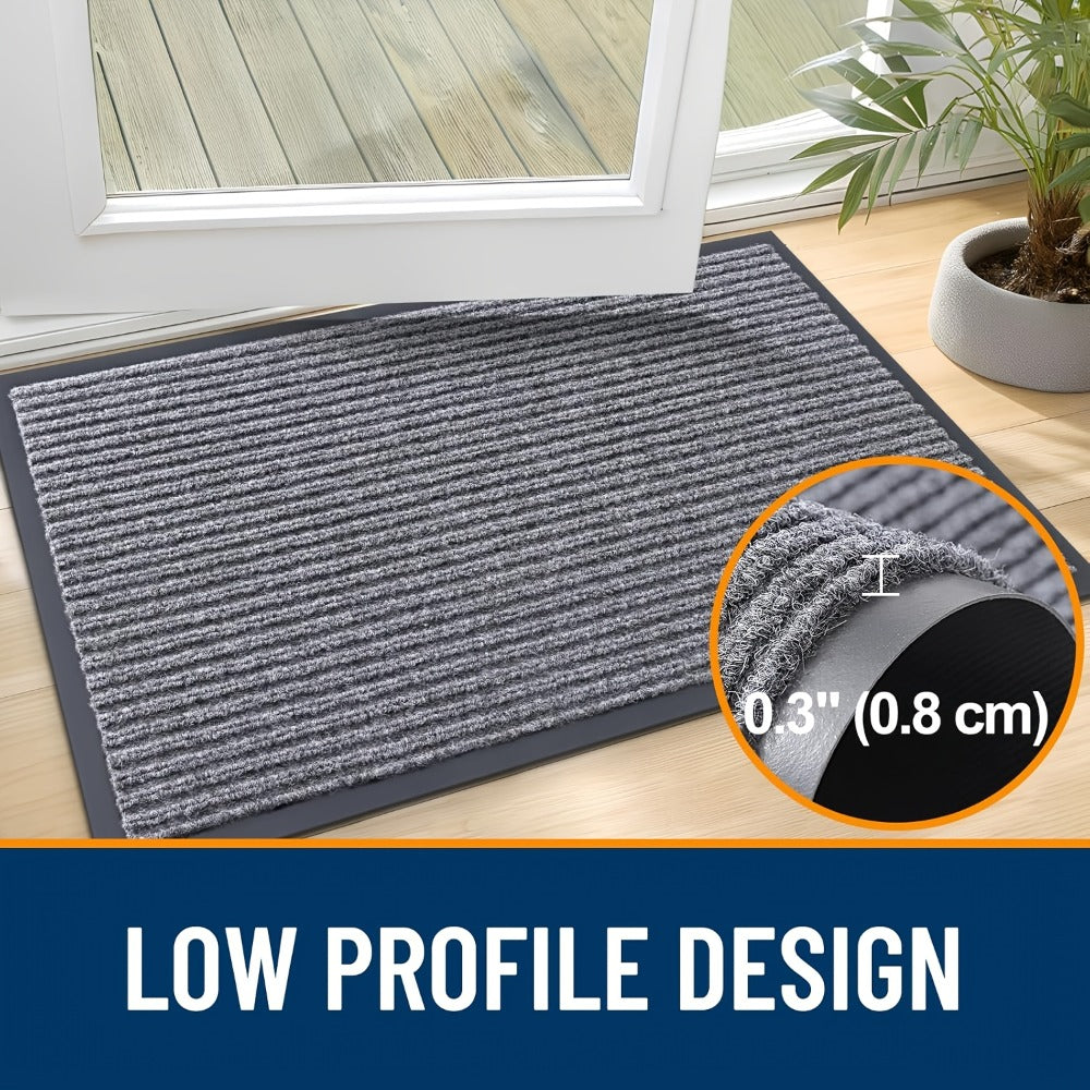 Door Mat 2-Pack Indoor Outdoor Welcome Entryway Rug Non-Slip Low Profile Polyester Floor Mat for Front Door Patio Porch Mudroom