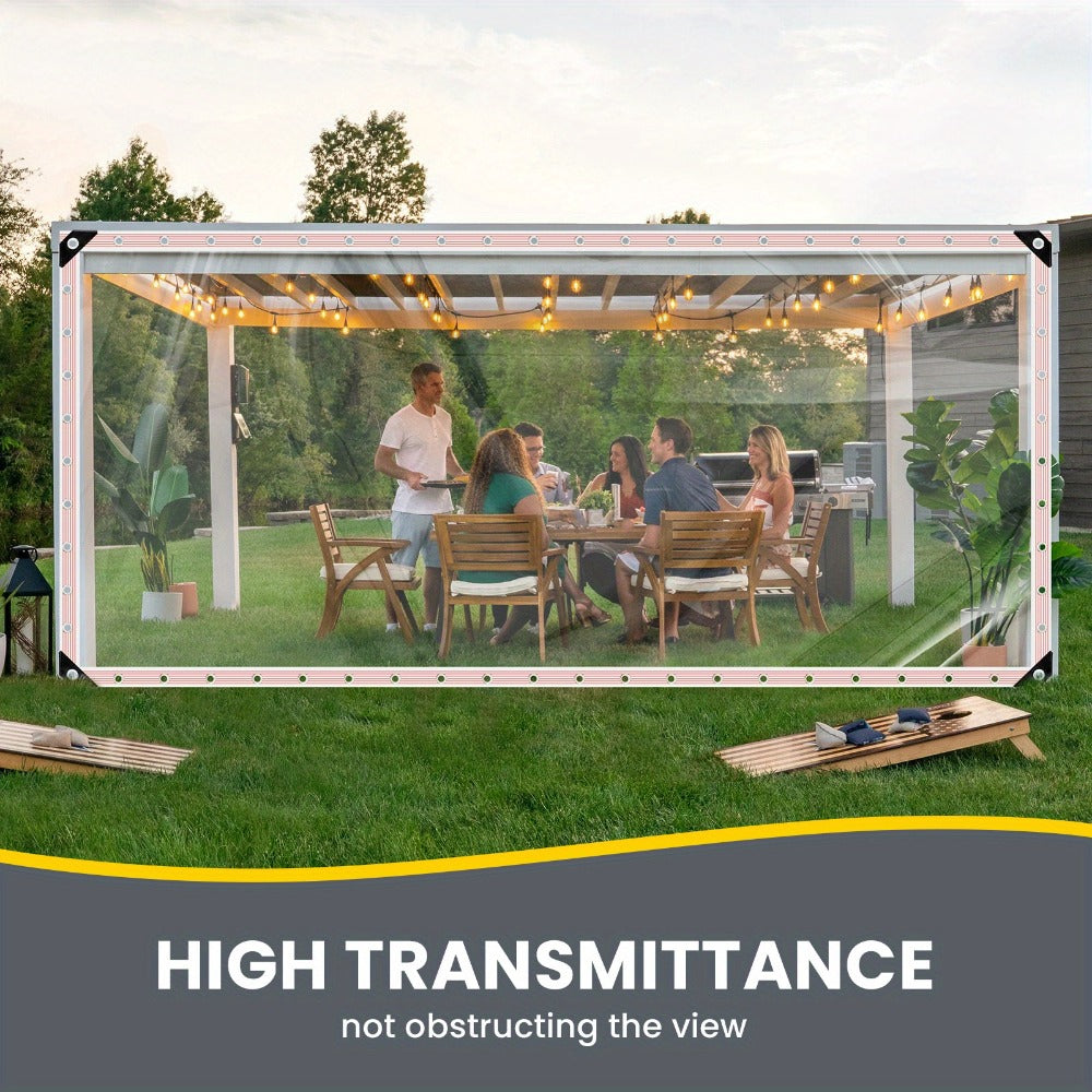 Clear Waterproof Tarp Heavy Duty Transparent PE Tarpaulin with Grommets ¨C Rainproof Cover for Porch Canopy Henhouse Plant Camping & Outdoor Garden, Multi-Size