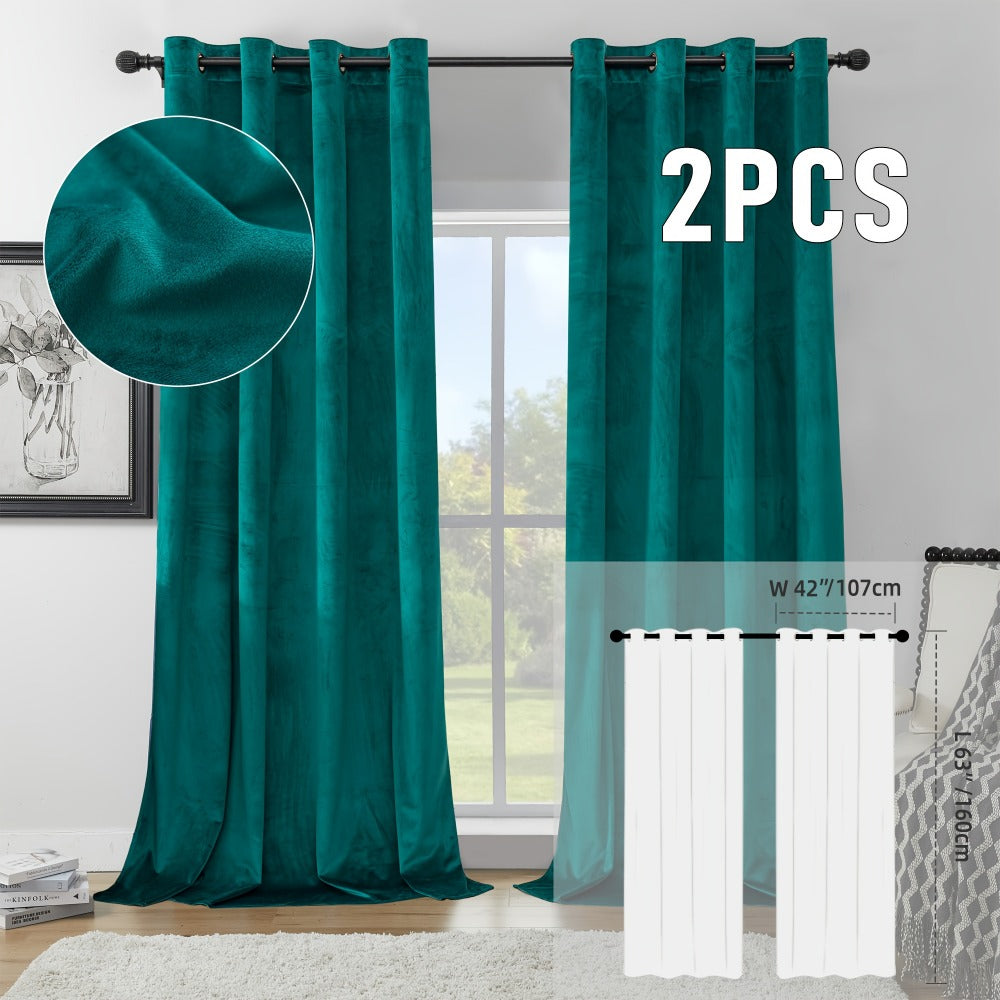 Velvet Room Darkening Curtains 2 Panels | Grommet Top Thermal Insulated Soundproof Blackout Curtains for Living Room Bedroom, Soft Solid Color Vintage Window Drapes