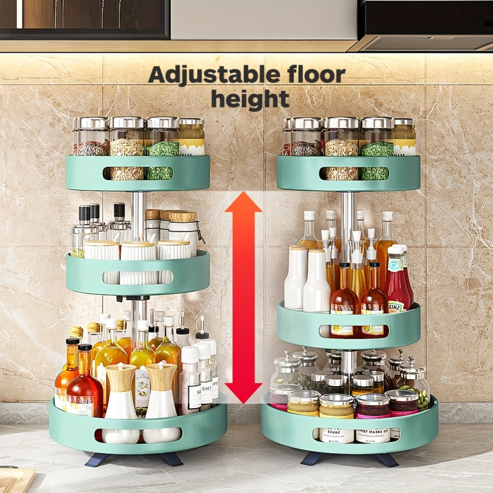 Rotating Spice Rack Double Layer Stainless Steel Countertop Corner Seasoning Storage Organizer for Kitchen Pantry Cabinet Green Silver White Black