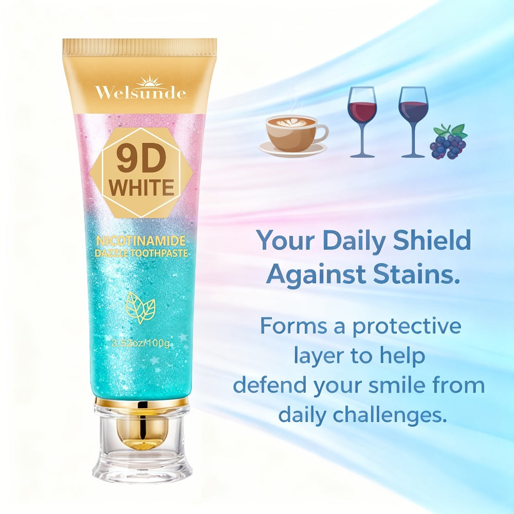Niacinamide Toothpaste 9D Whitening Toothpaste for Stain Removal Fresh Breath Deep Cleansing Enamel Protection Minty Flavor Gentle on Gums Travel Size Oral Care for Women Men Daily Use