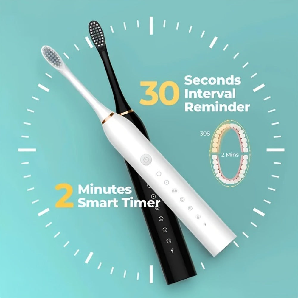 Electric Toothbrush Set with 8 Brush Heads - USB Rechargeable Adult Sonic Toothbrush, Soft Bristles, Portable for Travel & Home, Oral Care Gift for Men & Women - Pink / White / Black