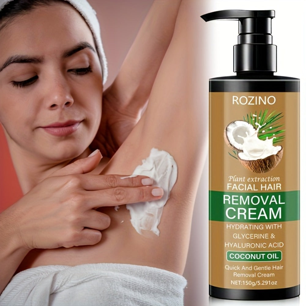 Semi Permanent Hair Removal Cream ¨C Coconut Formula 150g, Use Once for 3-Month Effectiveness, Instant Non-Irritating Smooth & Residue-Free Depilatory for Face, Lips, Armpits, Legs & Private Areas