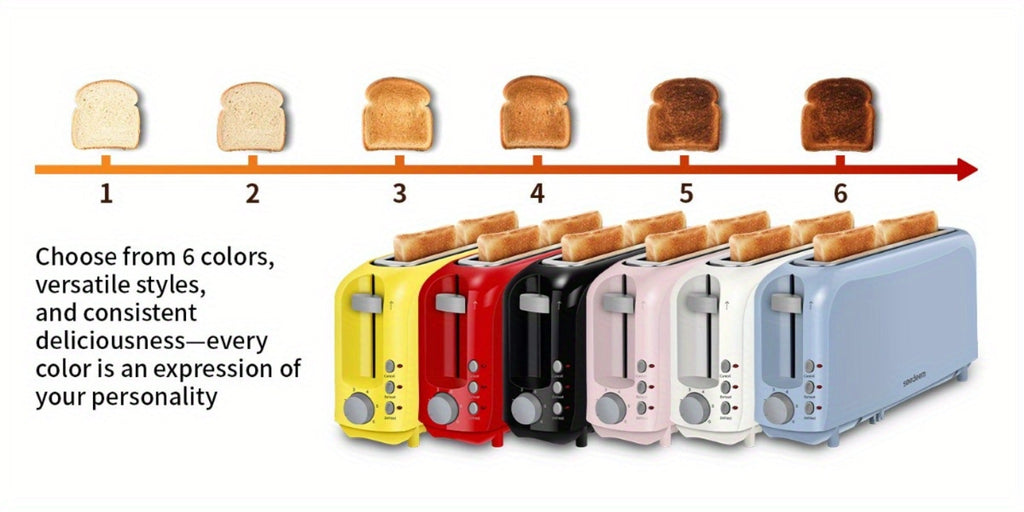 Slim Toaster 2-Slice ¨C SEEDEEM 6-Setting Shade Control, Cancel, Reheat & Defrost, Removable Crumb Tray, 750W Compact Fits-Anywhere Design for Bread, Waffles & Bagels, 6 Colors Available