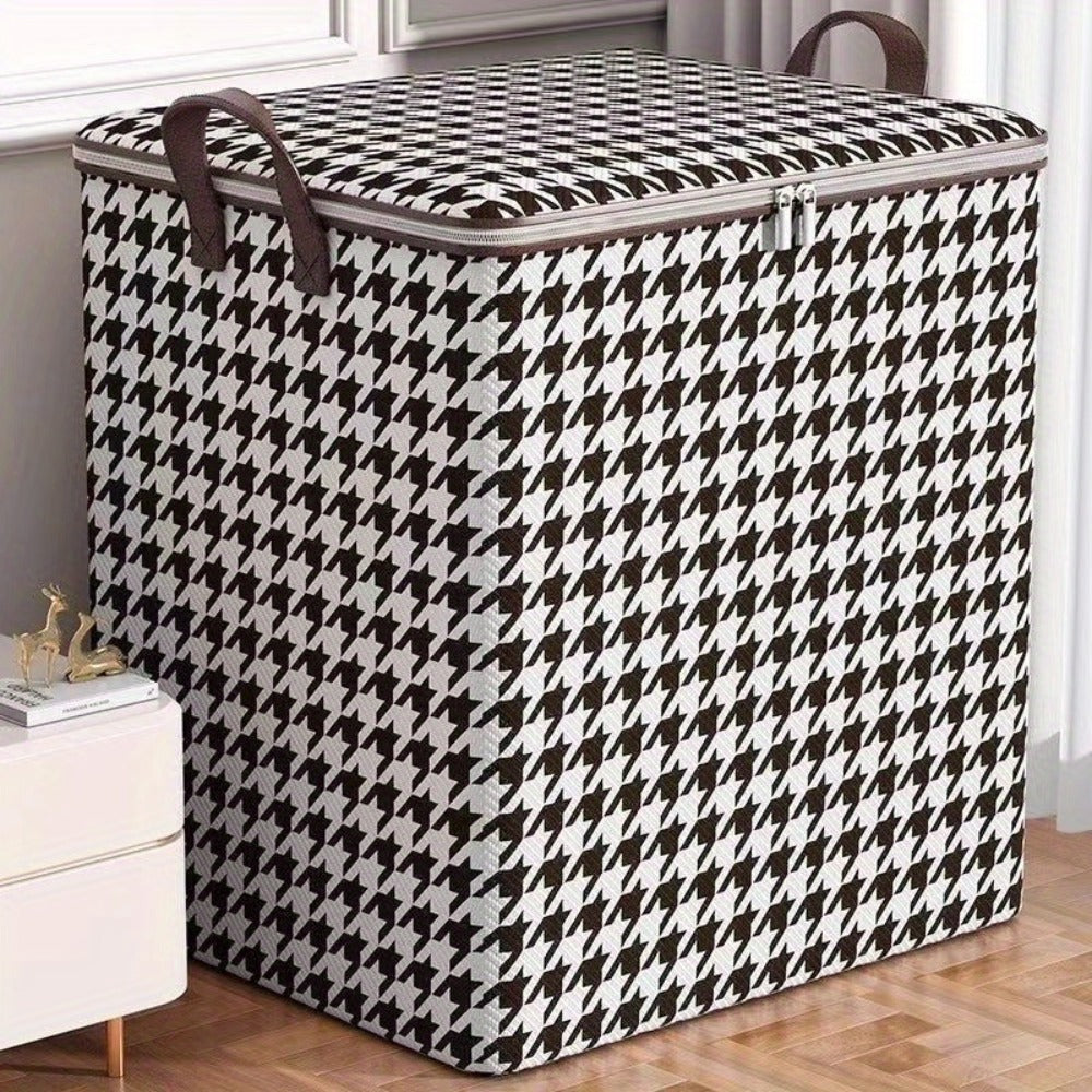 Oversized Storage Bin with Lid & Handles | Clothes Blanket Organizer Box, Dust-Proof Compartment Bucket, Under-Bed Travel Basket