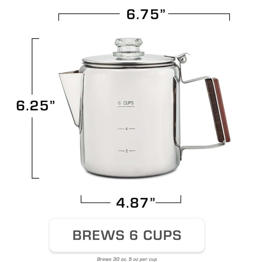 304 Stainless Steel Stovetop Moka Pot Coffee Maker 9 Cup - No Electricity Needed, Works on Gas Stove, Campfire & Grill