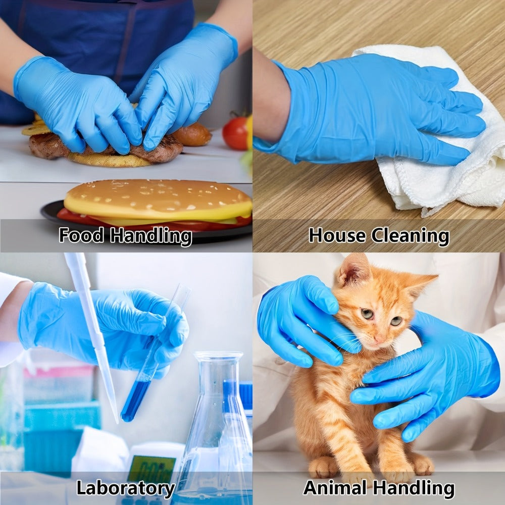 Nitrile Disposable Gloves 1000 Count (10 Boxes), 6.5 Mil Thickened Blue Nitrile Gloves, Latex-Free Powder-Free, Tear-Resistant, for Kitchen Cleaning, Food Handling, Hair Dyeing, Medical & Industrial Use