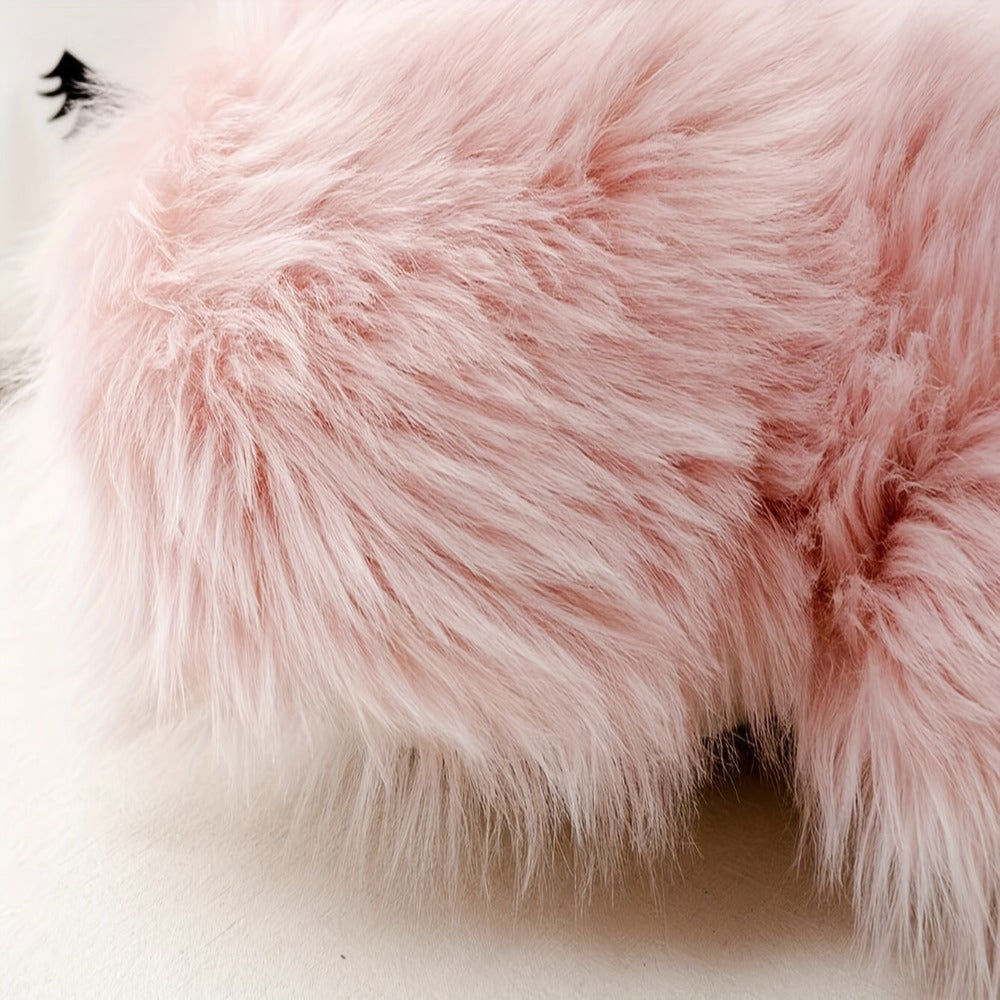 Heart Shaped Plush Pillow Cover Faux Wool Fluffy Cushion Cover for Sofa Bed Chair Car - Valentine's Day Decor Throw Pillowcase 17¡± Soft Decorative Pillow Case, Red & Pink, Insert Not Included