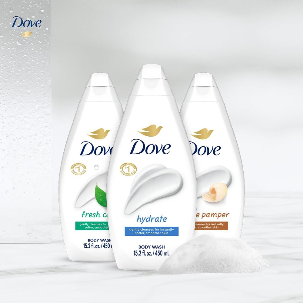 Dove Body Wash 3ct Variety Mix Pack 450ml 15.2 fl oz Each Moisturizing Nourishing Shower Gel Set for Soft Smooth Skin Men Women Daily Use