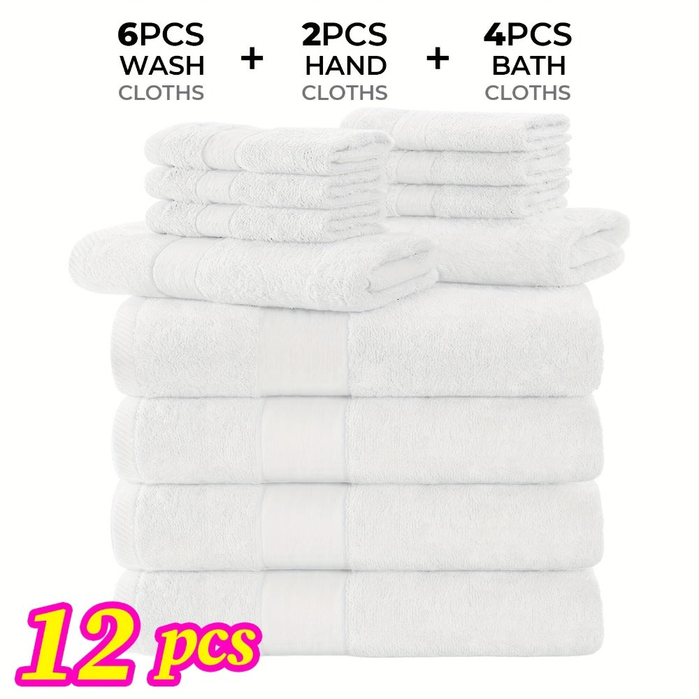 Luxury Towel Set 12 or 24 Piece Hotel Quality Cotton - Highly Absorbent Quick Dry Thick Bath Towels Hand Towels Washcloths | 7 Colors | Hotel Spa Gym Home Bathroom Essentials Gift Set