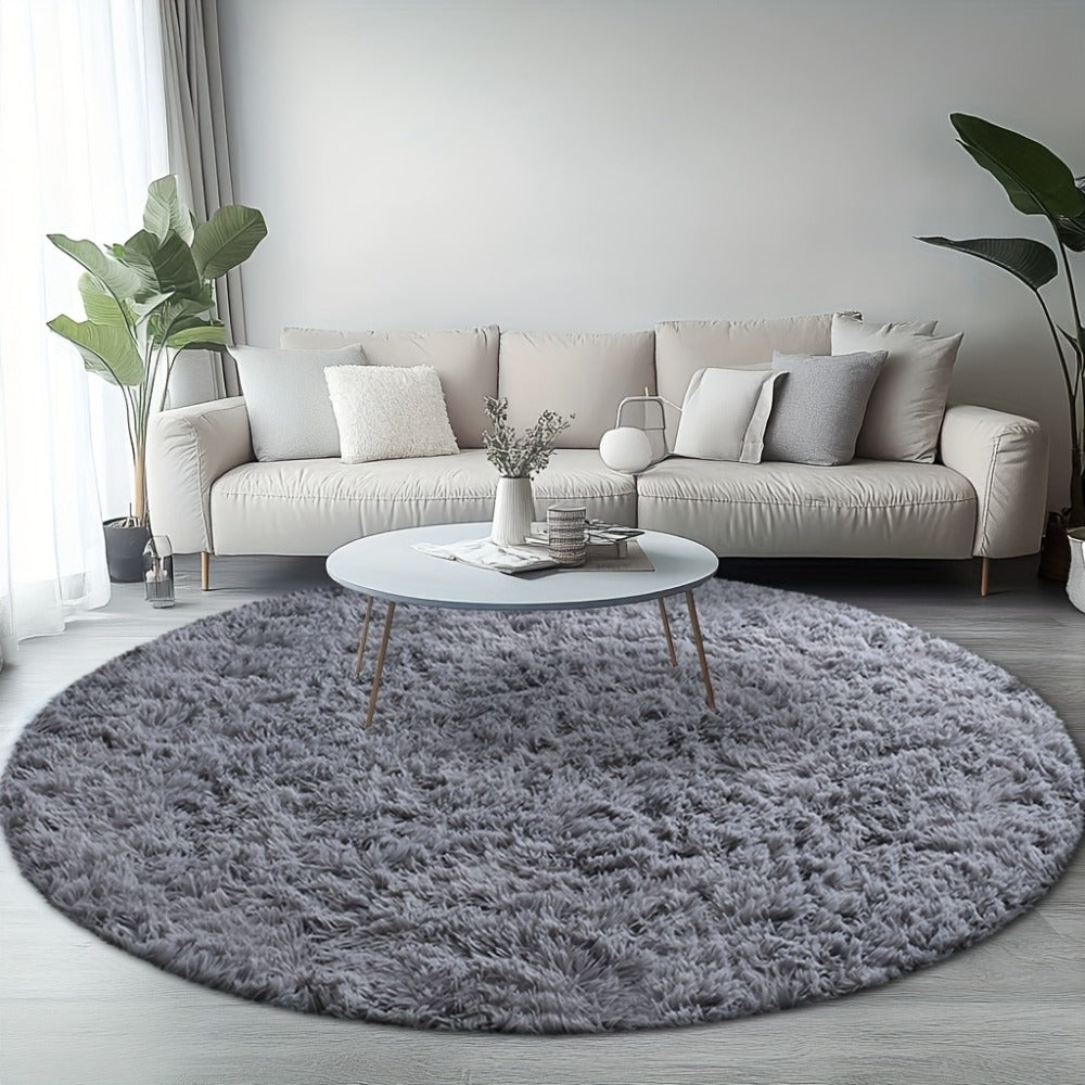 Round Shaggy Plush Rug ¨C Soft Fluffy Circular Carpet for Bedroom & Living Room, Easy Clean