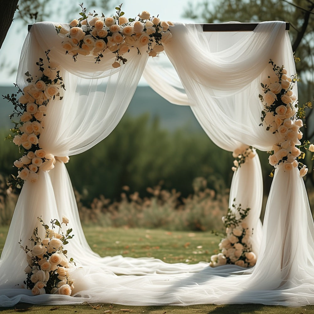 Chiffon Draping Fabric for Wedding Arch 32.8Ft | Sheer Backdrop Curtain for Ceremony, Reception & Bridal Shower Decor, Lightweight Nylon Drape for Party Arch, Birthday & Event Background Decoration