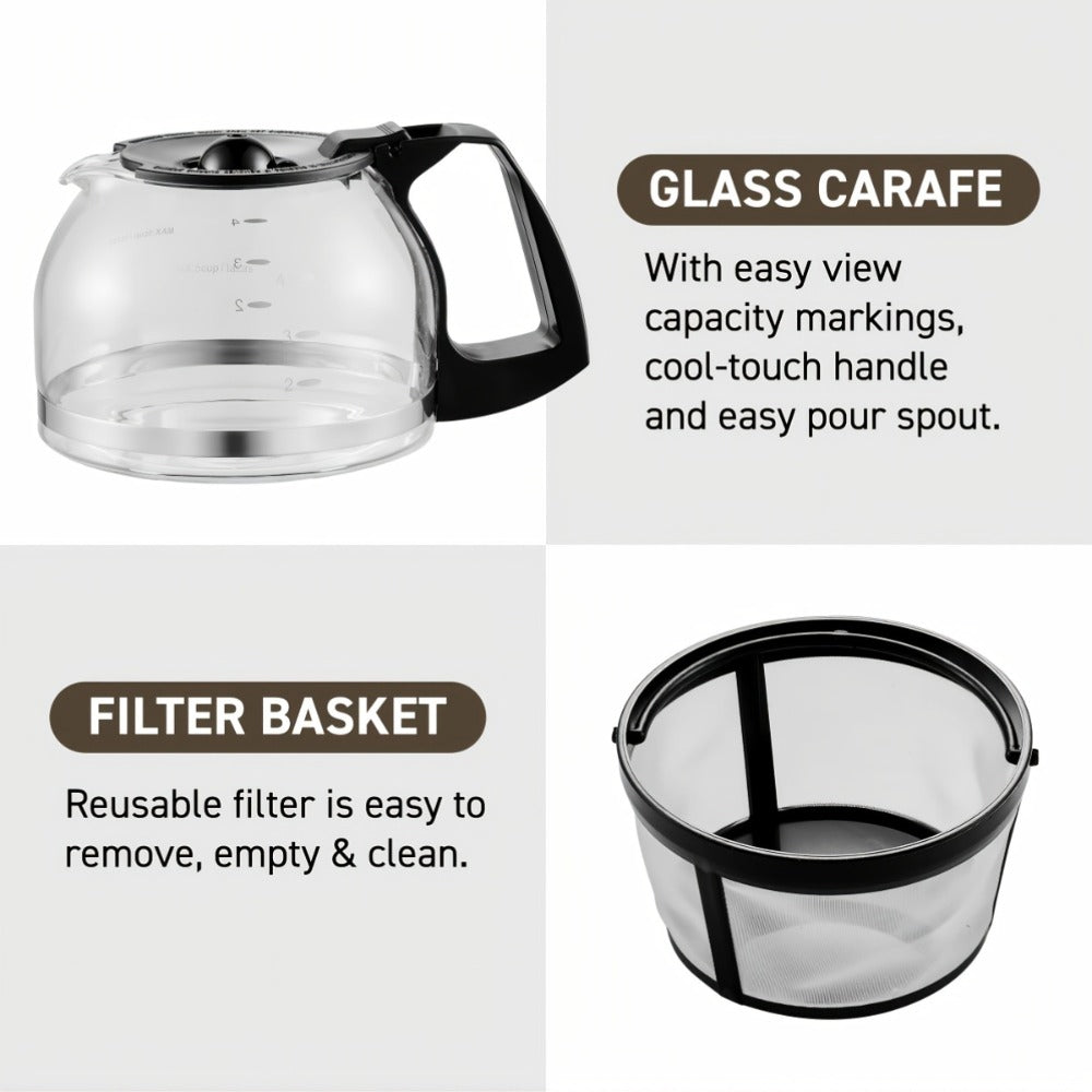 Drip Coffee Maker 5 Cup with Cup Warmer Reusable Filter Fast Heating Auto Shut-Off Compact Coffee Machine for Home Office Coffee Bar