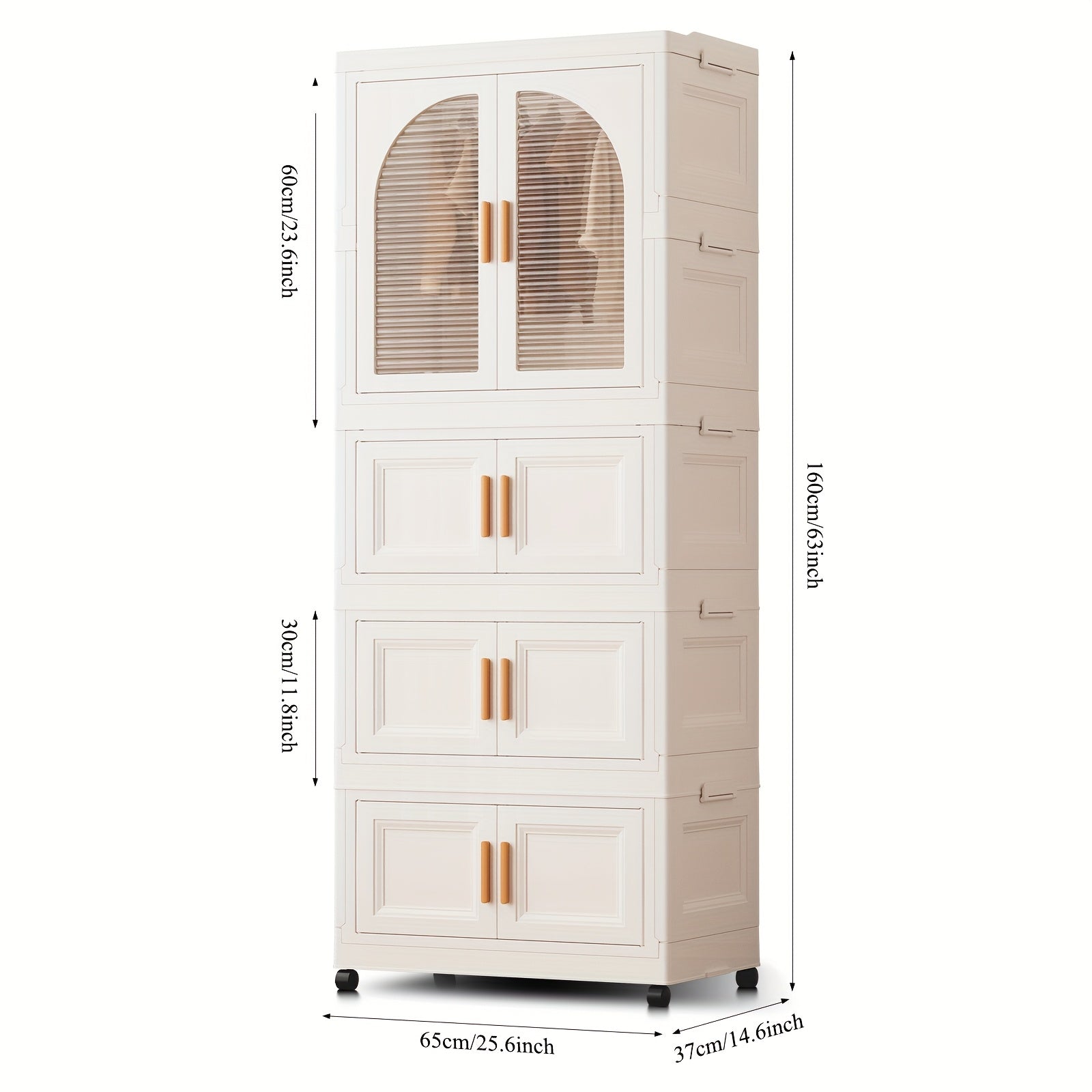 Folding Wardrobe Storage Cabinet on Wheels with Magnetic Door, Hanging Rod & Shelves ¨C 25.6¡± Wide Portable Closet Organizer