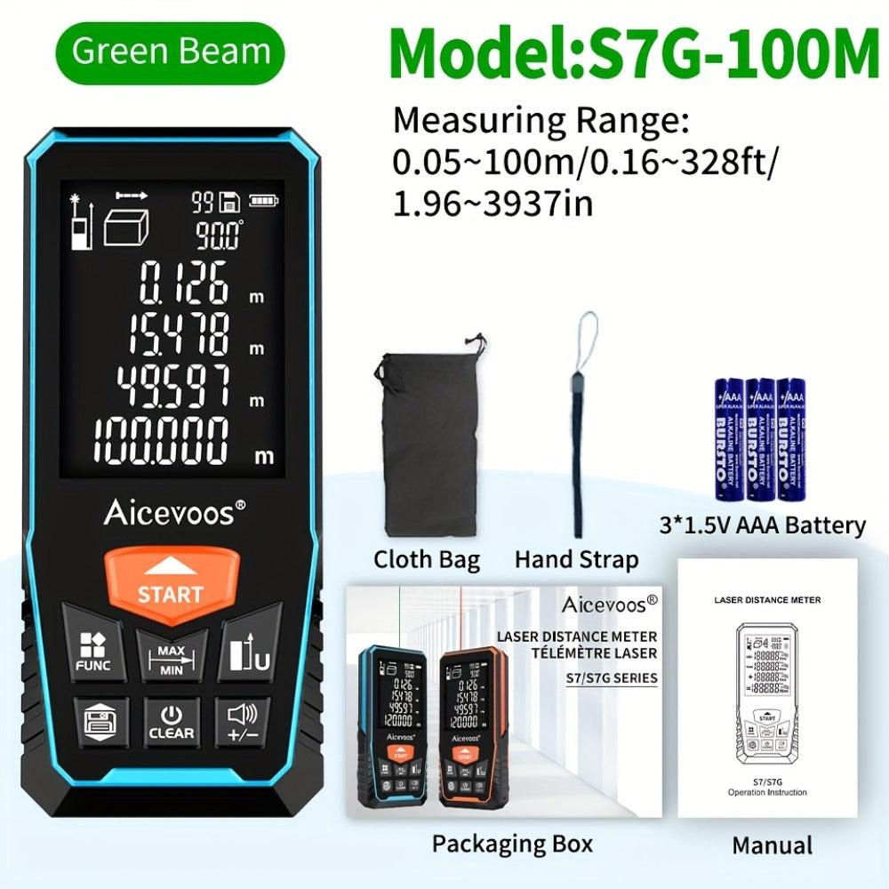 Laser Distance Meter Green Beam Digital Rangefinder 50M 70M 100M 120M Laser Tape Measure with LCD Display for Construction Surveying Indoor Outdoor Measuring