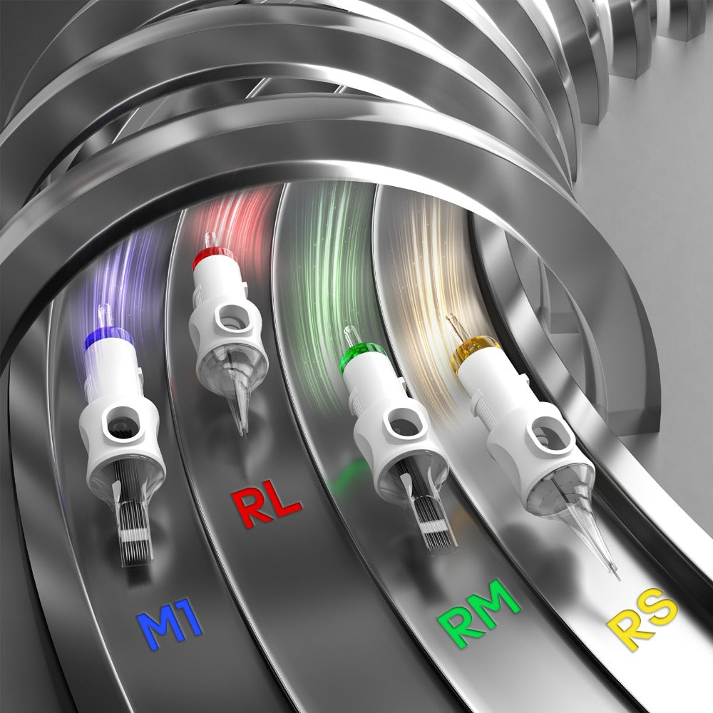 Tattoo Cartridge Needles 50pcs Mixed Size Set - Poseidon V6 Assorted Round Liner Shader Curved Magnum Disposable Needles 3RL 5RL 7RL 9RL 5RS 9RS 9RM 11RM 15RM 7M1 for Tattoo Machine