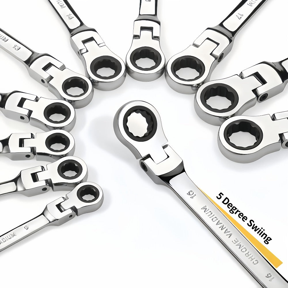 Ratchet Wrench Set 6-Piece Double-Ended Quick Release ¨C Metric 8-17mm, 72-Tooth, Adjustable Combination Wrench Kit with Storage Bag for Home, Car & Mechanical Use