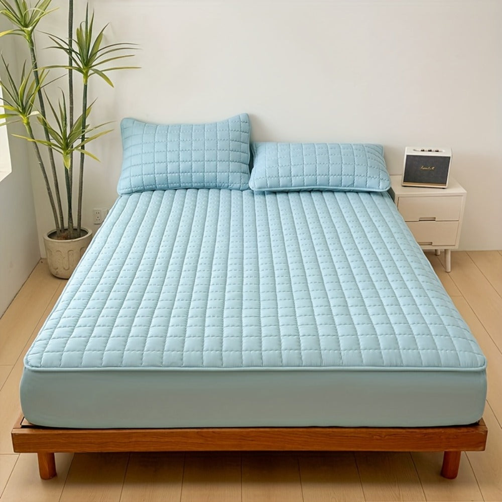 Quilted Waterproof Mattress Protector Soft Breathable Mattress Cover with Deep Pocket for Full Queen King - Solid Color Bedding Pad for Bedroom Guest Room Hotel Apartment School
