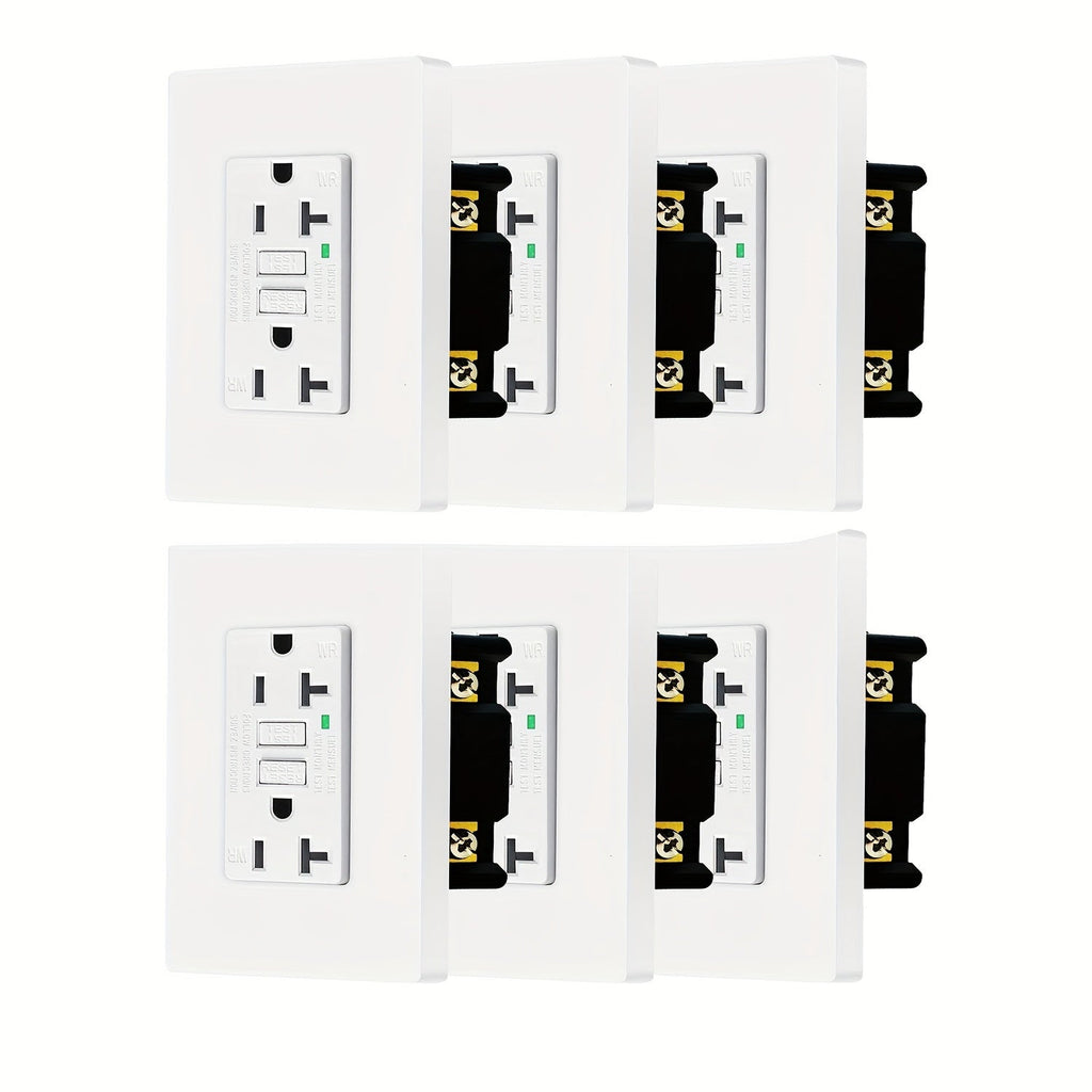 GFCI Outlet 20 Amp Tamper Resistant WR Weather Resistant with Wall Plate ETL Listed LED Indicator Test Reset Button Ground Fault Circuit Interrupter for Bathroom Kitchen Garage 2 4 6 10 20 Pack Black White