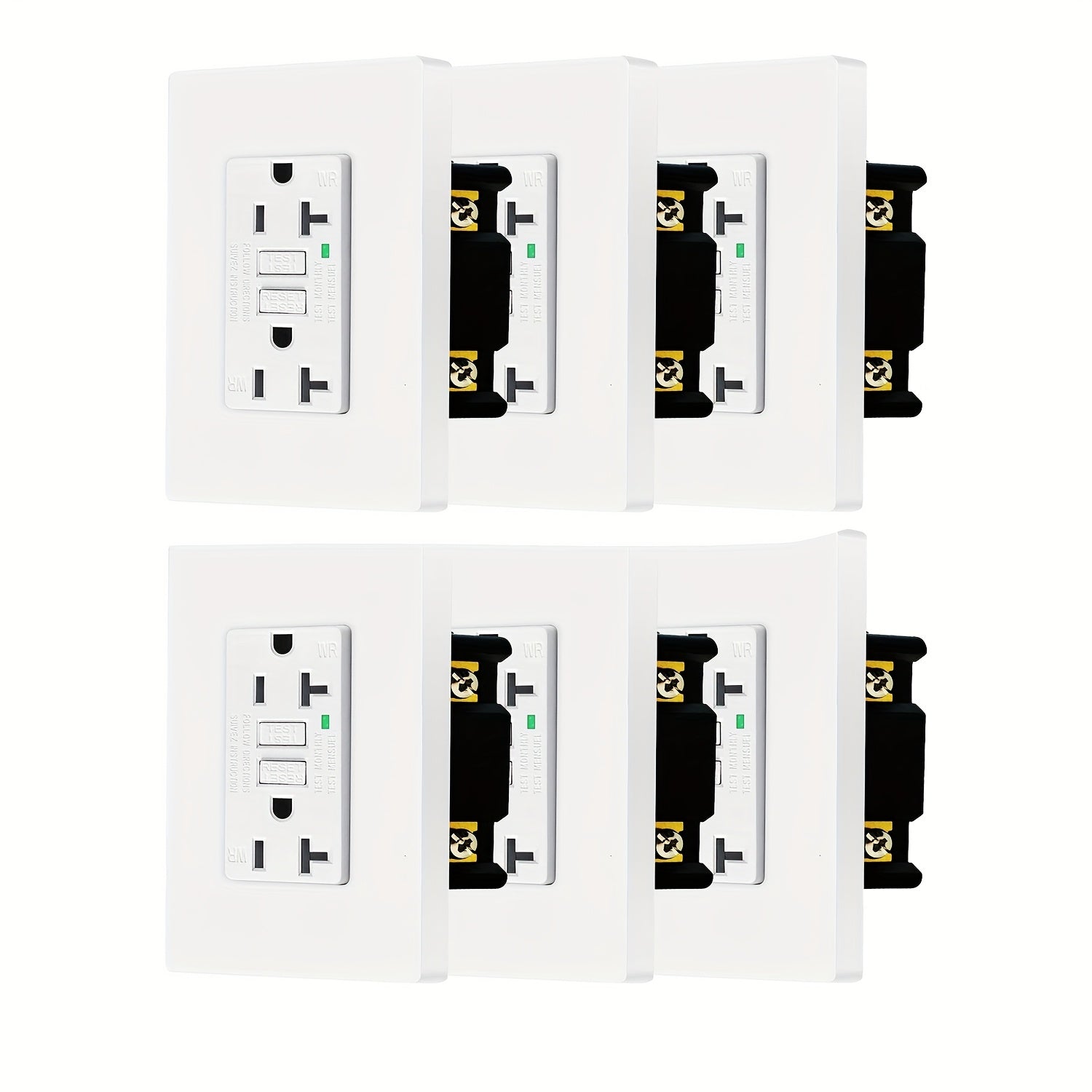GFCI Outlet 20 Amp Tamper Resistant WR Weather Resistant with Wall Plate ETL Listed LED Indicator Test Reset Button Ground Fault Circuit Interrupter for Bathroom Kitchen Garage 2 4 6 10 20 Pack Black White