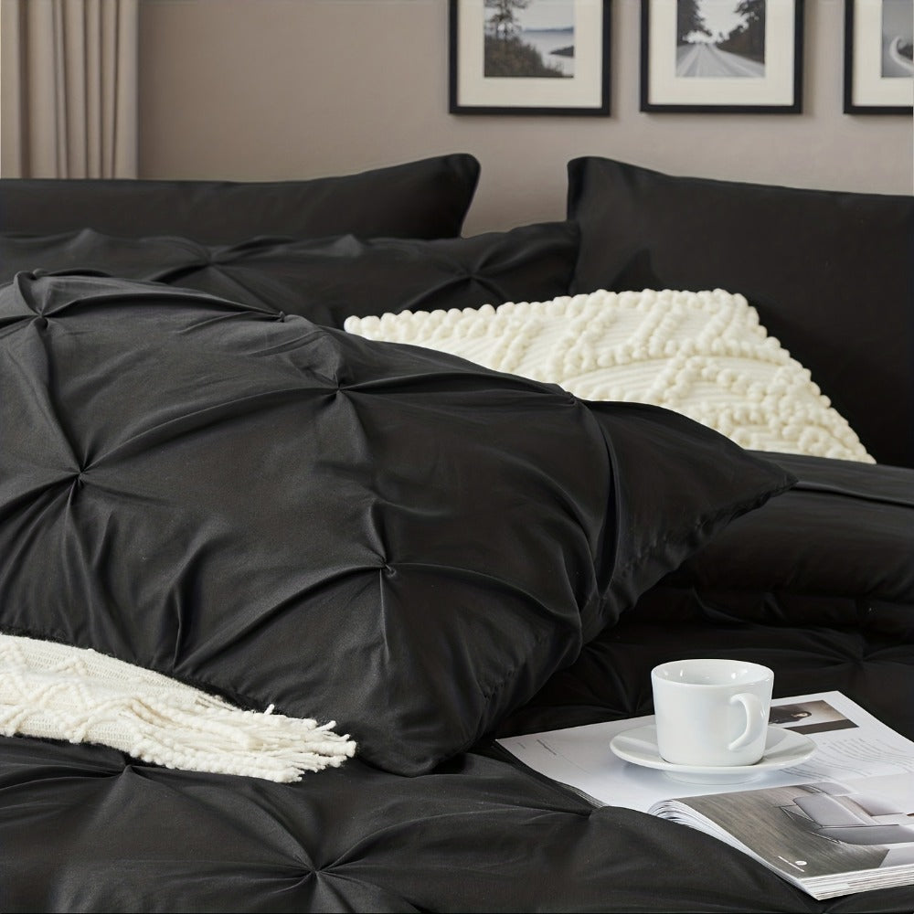 Comforter Set Luxurious Pleated 5/7pcs Bed in a Bag | Soft Plush Fiber Fill, Year-Round Warmth - Quilted Comforter, Flat & Fitted Sheet, Pillowcases & Shams, Complete Bedding Set Twin Full Queen King