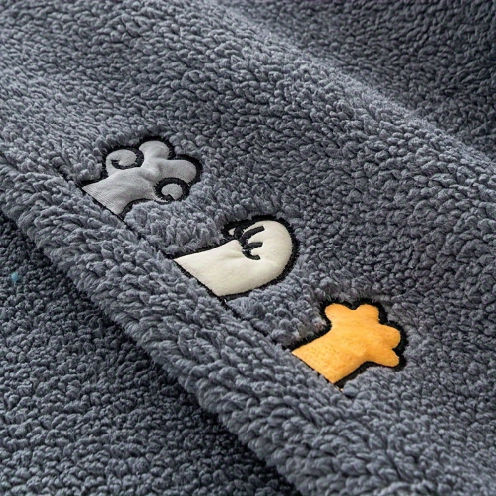 Plush Shearling Sofa Cover Non-Slip Pet-Friendly Couch Protector Animal Bone Embroidery Soft Warm for Living Room Bedroom Office 2 3 4 Seater