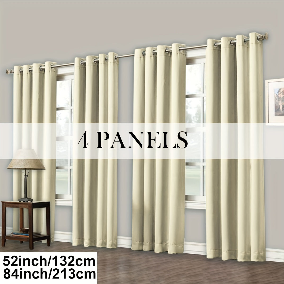 Blackout Curtains Grommet Top Room Darkening Window Drapes 4 Panels Set Living Room Bedroom