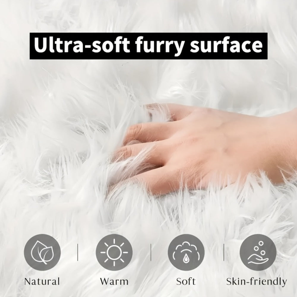 Soft Fluffy Wavy Area Rug Imitation Plush Carpet for Living Room Bedroom Modern Decorative Non-Slip Floor Mat Multi-Size Options