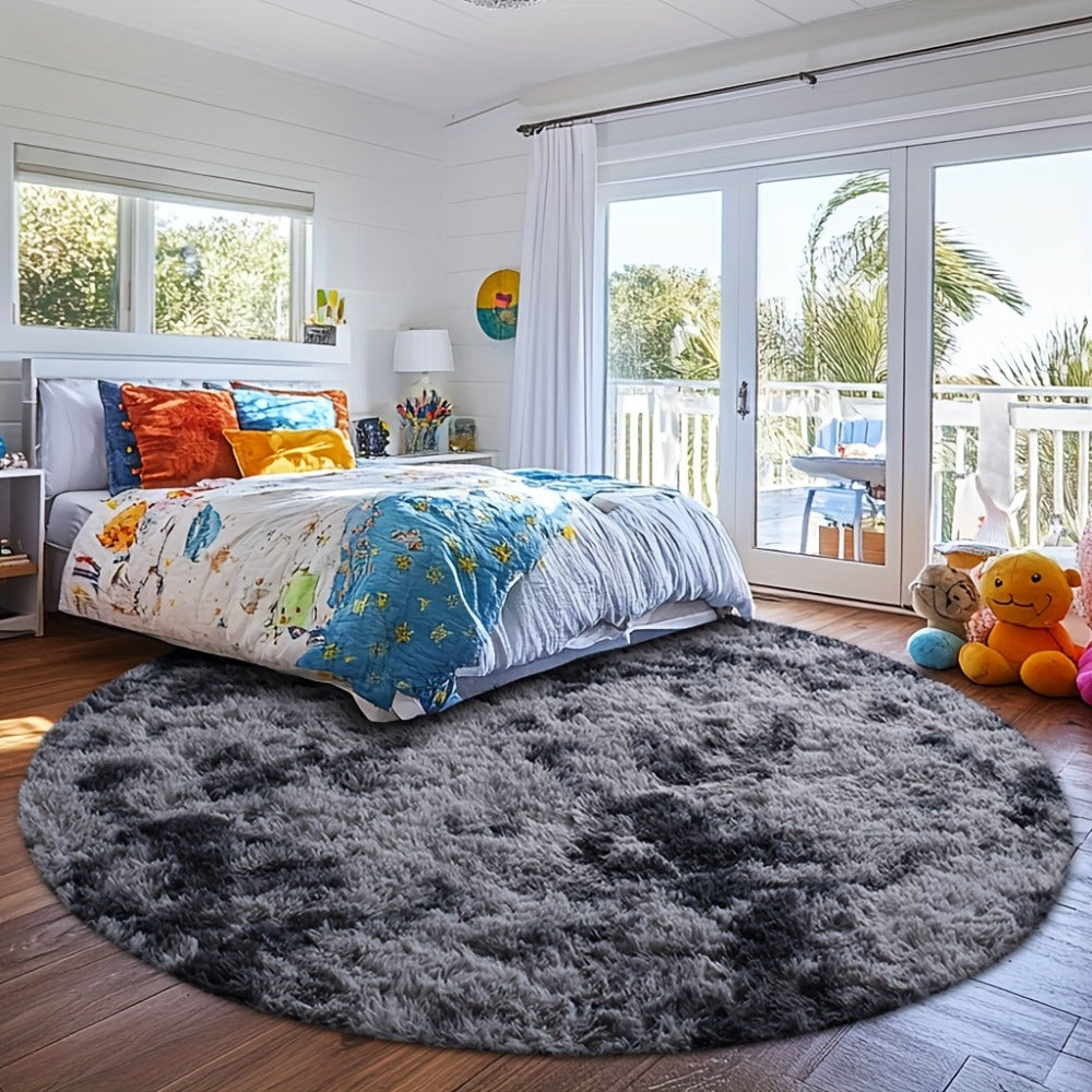 Round Shaggy Plush Rug ¨C Soft Fluffy Circular Carpet for Bedroom & Living Room, Easy Clean