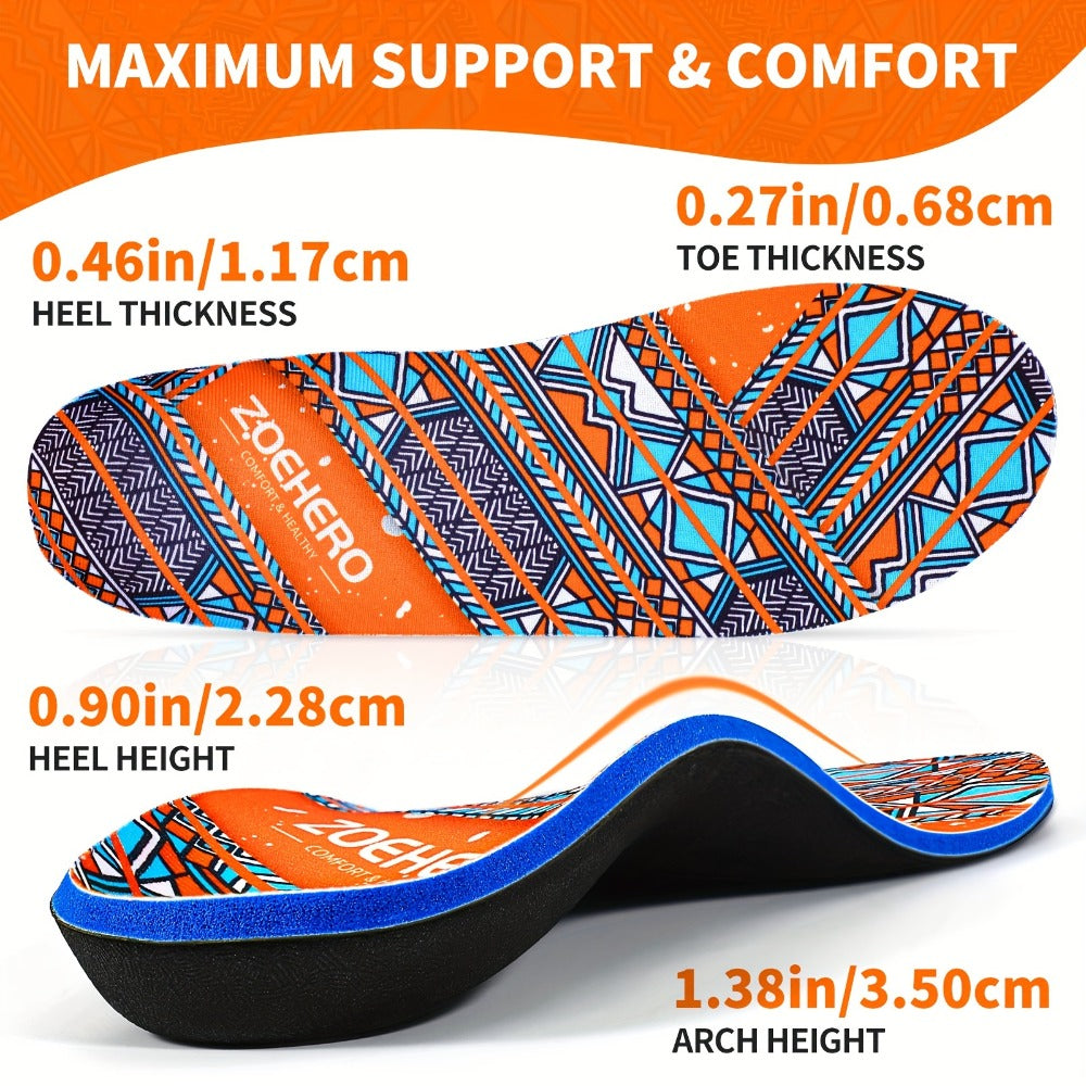 Arch Support Insoles for Men and Women Heavy Duty Shoe Inserts with Deep U-Shaped Heel Cup High-Density PU Foam Shock Absorption Breathable Fabric Plantar Fasciitis Flat Feet Pain Relief All Day Comfort