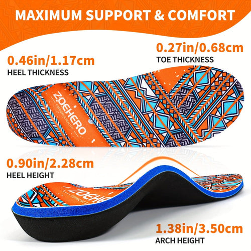 Arch Support Insoles for Men and Women Heavy Duty Shoe Inserts with Deep U-Shaped Heel Cup High-Density PU Foam Shock Absorption Breathable Fabric Plantar Fasciitis Flat Feet Pain Relief All Day Comfort