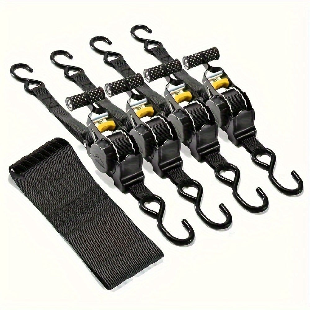 Self-Retracting Tie Down Straps 10 Feet Heavy Duty Ratchet Cargo Straps ¨C Auto Retract for Truck Trailer Motorcycle Moving & Appliances, 1pc or 2pc Pack
