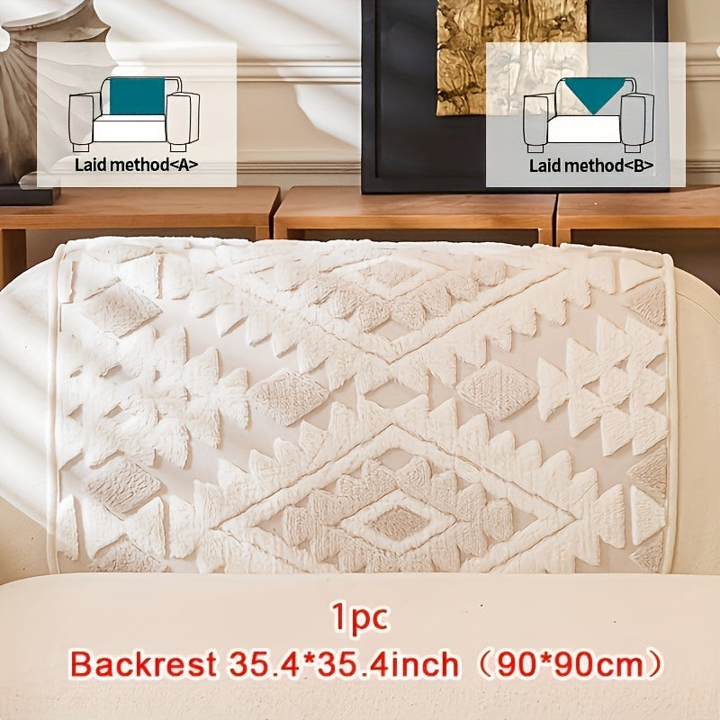 Thick Plush Sofa Cover Non-Slip Pet Friendly Machine Washable Couch Slipcover Furniture Protector for Living Room Bedroom Office Armrest to 4-Seat Multiple Colors