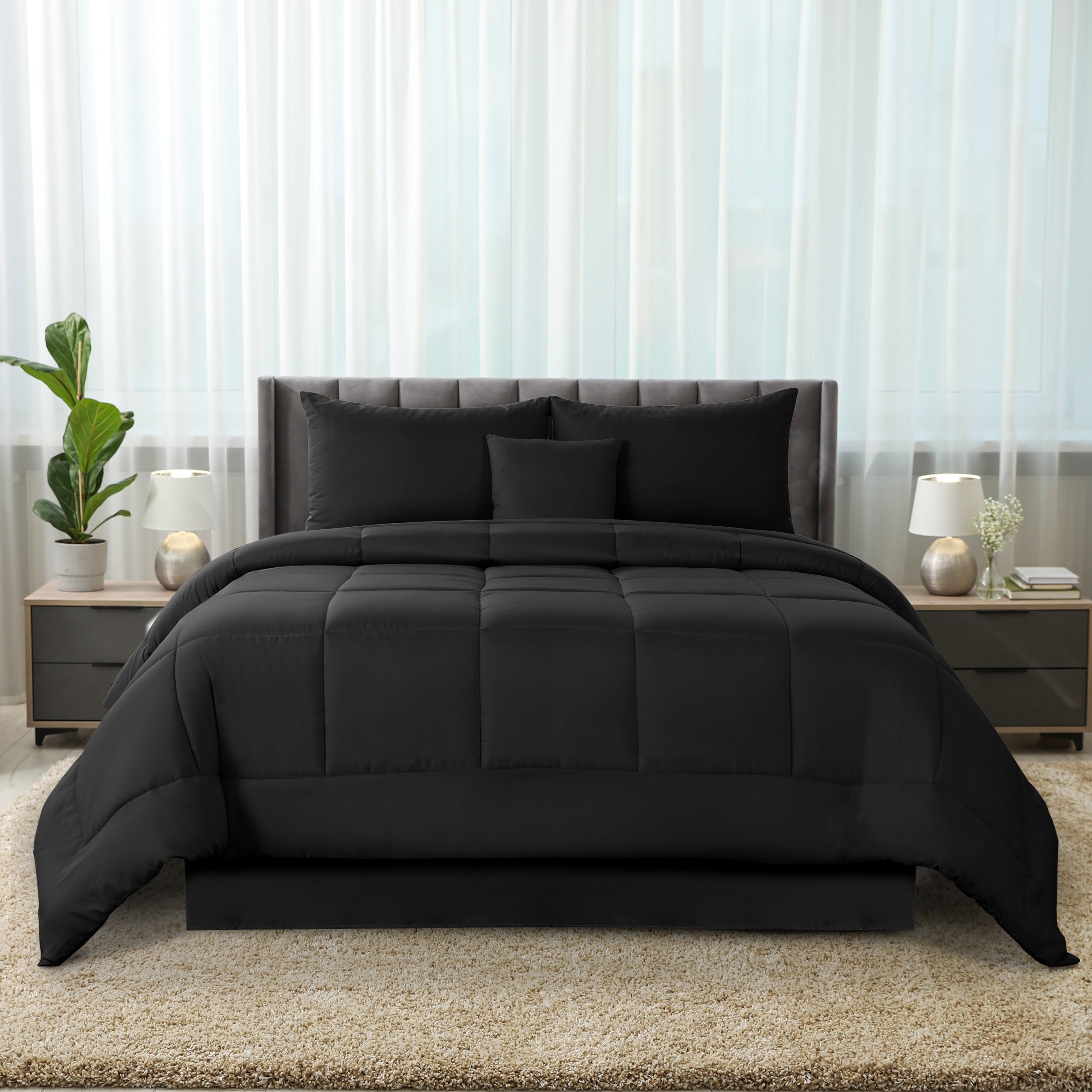 5-Piece Comforter Set ¨C Down Alternative Reversible Quilted Bedding with Bed Skirt & Pillow Shams, Twin Queen King, All Seasons ¨C 13 Colors