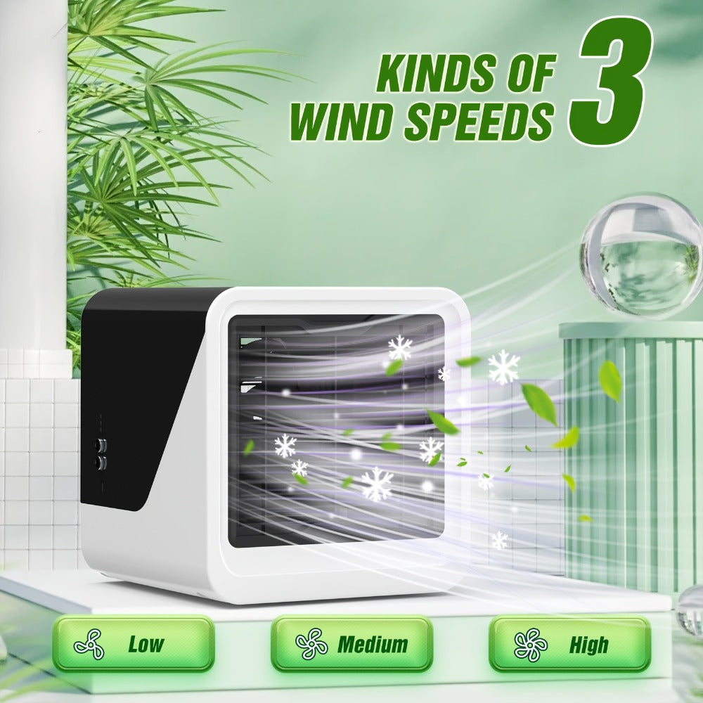 Portable Mini Air Conditioner Fan | Personal Evaporative Cooler with 3-Speed Settings & Timer, Quiet Desktop Cooling Fan for Room, Home, Office & Car Use ¨C USB Powered, Compact Design