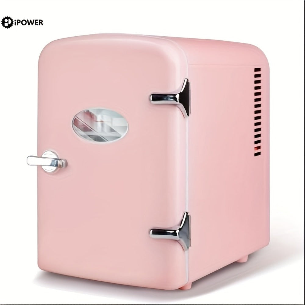 Mini Fridge Portable Cooler & Warmer 9-Can 1.59 Gal with Window ¨C Compact Skincare Refrigerator & Beverage Cooler with Cooling and Heating Function for Bedroom Office Car Travel Dorm Room