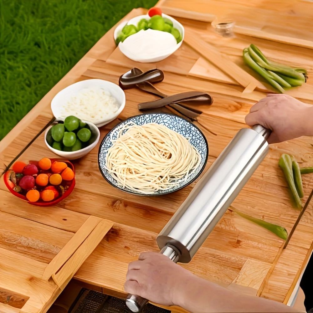 Stainless Steel Rolling Pin, Professional Non-Stick Dough Roller with Non-Slip Grip and Rounded Ends, Easy to Clean Baking Rolling Pin for Pizza Dough, Pie Crust, Pasta, Cookie, Bread, Multiple Sizes