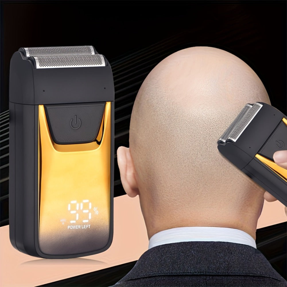Electric Foil Shaver for Men Professional Rechargeable Hair Trimmer Wet Dry Electric Razor Close Shave Home Grooming Tool Father's Day Gift Golden