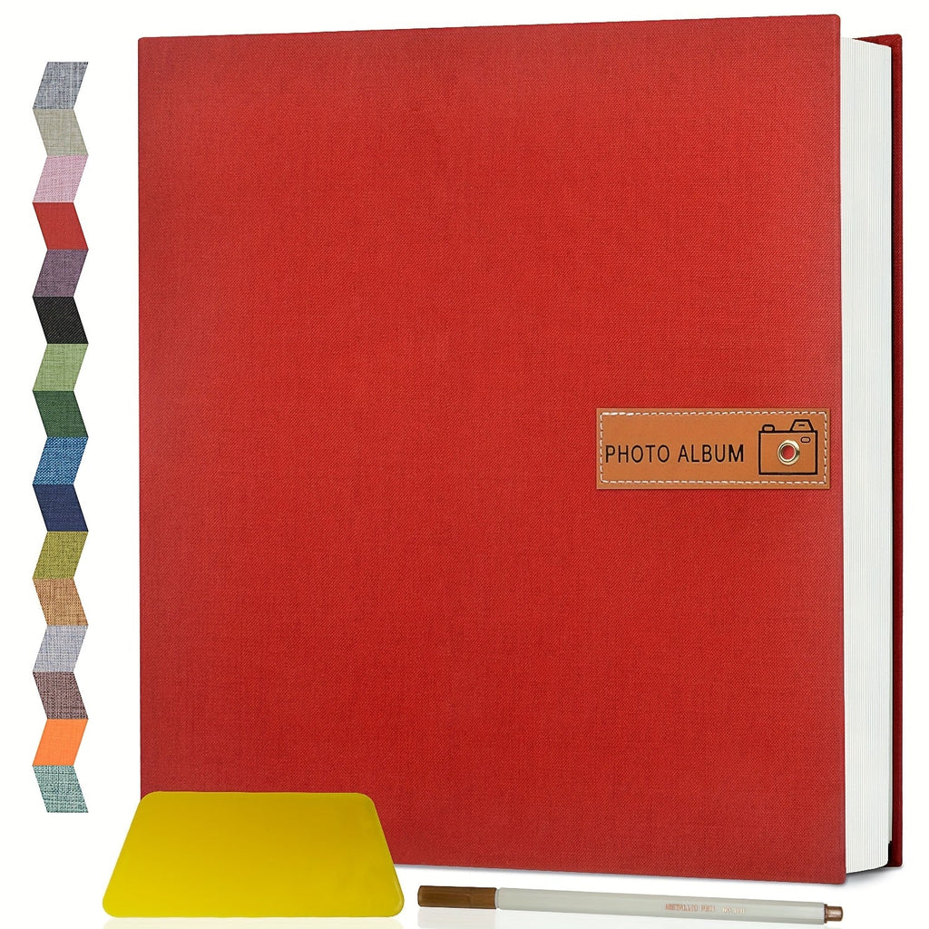 Self Adhesive Photo Album Scrapbook ¨C Large Linen Cover Memory Book for 4x6 5x7 8x10 Photos, DIY Picture Book with Metal Pen, Gift for Mom, Baby, Wedding, Valentine's Day & Mother's Day, 40 & 60 Pages