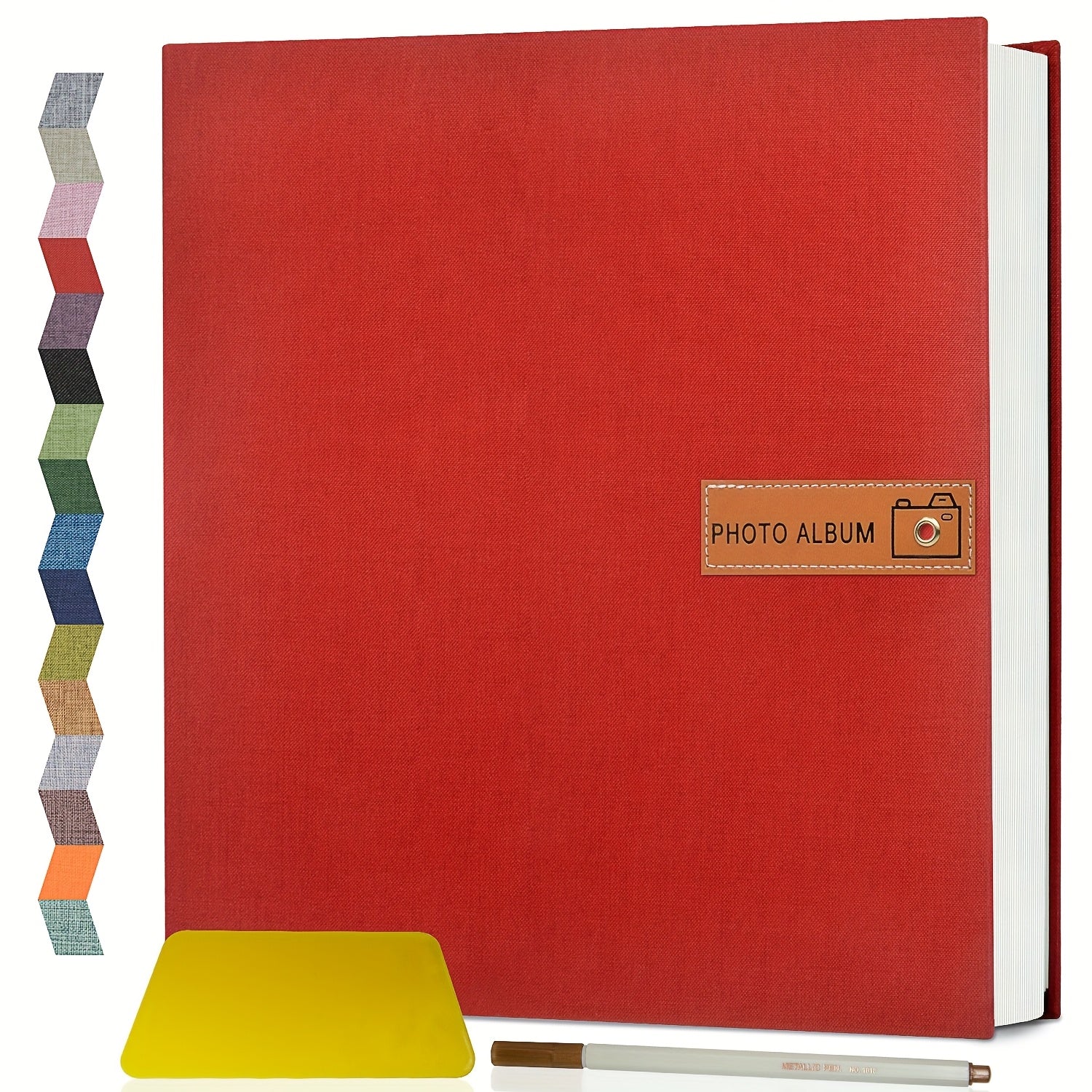 Self Adhesive Photo Album Scrapbook ¨C Large Linen Cover Memory Book for 4x6 5x7 8x10 Photos, DIY Picture Book with Metal Pen, Gift for Mom, Baby, Wedding, Valentine's Day & Mother's Day, 40 & 60 Pages